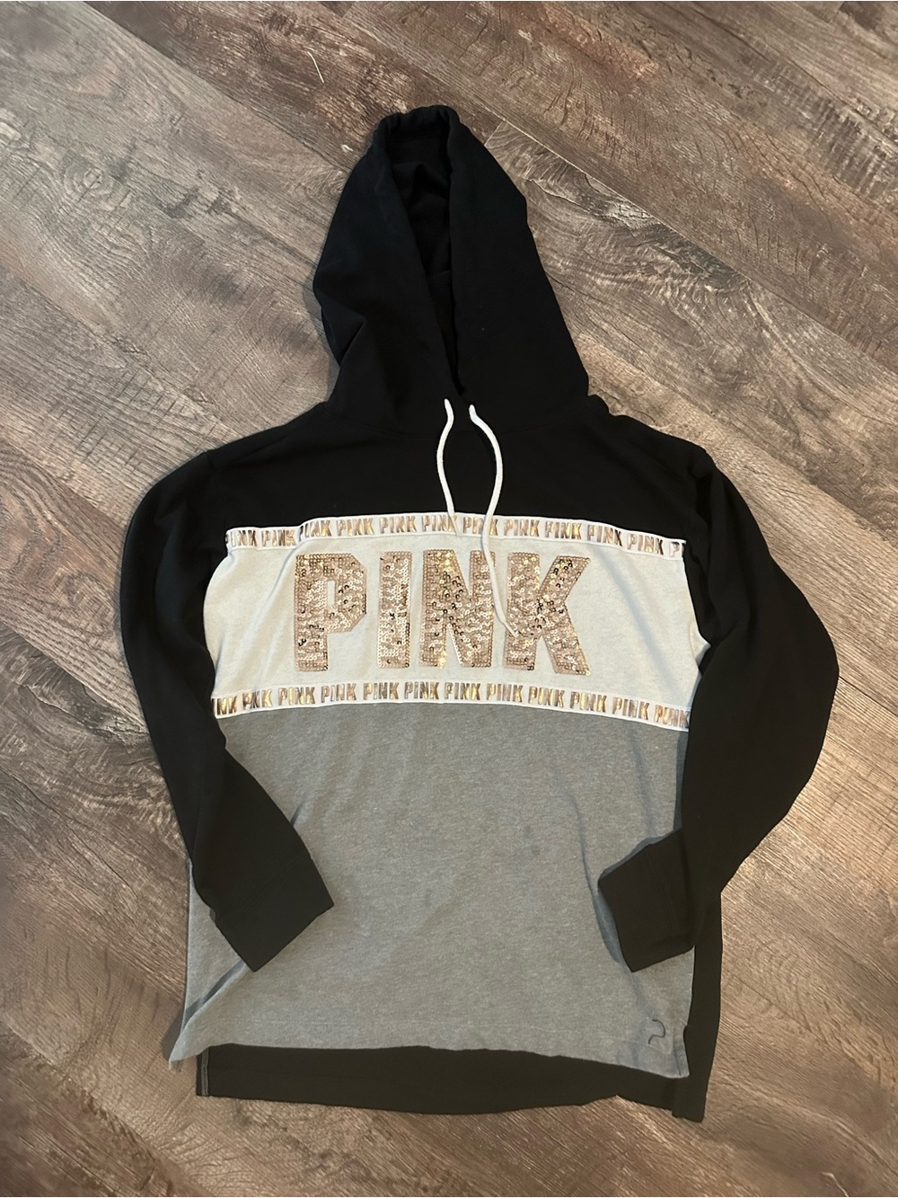 PINK Victoria's Secret Black Hooded Sweatshirt